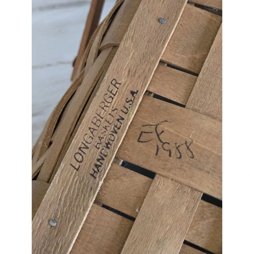 Longaberger 1988 Vintage Carrying‎ Vegetable Basket Swing Handles 80's Signed